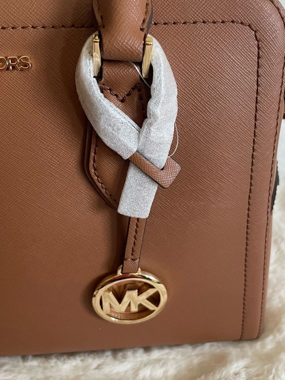 NWT Michael Kors Brown Saffiano Satchel with Gold Hardware